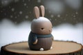 winter cute rabbit wooden toy