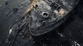 The oncewhite hull of a ship now coated in a thick layer of black soot evidence of the harmful pollutants expelled into