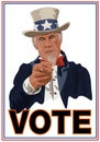 Concept of tackling inequality in the United States with a black man in Uncle Sam asking minorities to vote.