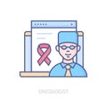 Oncologist - modern colorful line design style icon