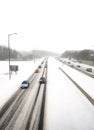 Oncoming traffic in a snowstorm Royalty Free Stock Photo