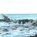 Waves and seaweed in San Teodoro, Sardinia e alghe a San Teodoro, Sardinia