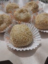 Onde-onde or jian dui is a popular market snack cake in Indonesia.