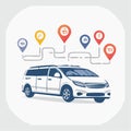 OnDemand Service Vehicle with GPS Route Royalty Free Stock Photo