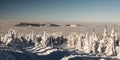 Ondrejnik mountain ridge from hiking trail bellow Lysa hora hill in Czech republic during winter Royalty Free Stock Photo