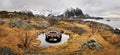 Abandoned german fortification with unfinished circle base for artillery gun from  WWII near Reine / Moskenes in Lofoten, Norway Royalty Free Stock Photo