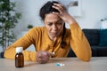 Depressed black woman portrait suffering for addiction