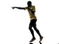 One african man referee running wisthling silhouette Royalty Free Stock Photo
