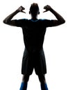 one african soccer player man isolated white background silhouet Royalty Free Stock Photo