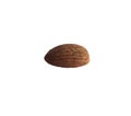 One almond nut on a white background