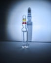 One ampoule or bottle of medicine on a mirrored table in the doctor`s office. Royalty Free Stock Photo