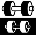 One arm barbell weight symbol with 2 plates. Barbell clip-art for bodybuilding, weight lifting, exercise theme Royalty Free Stock Photo