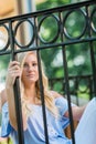 High School Senior Photo of Blonde Caucasian Girl Outdoors Royalty Free Stock Photo