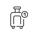 One baggage piece. Check in luggage allowance. Online flight ticket. Pixel perfect, editable stroke Royalty Free Stock Photo