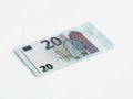 One banknote worth 20 Euro isolated on a white background