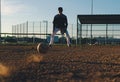 One baseball player fielding ball