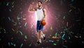 One basketball player on selebrating Royalty Free Stock Photo