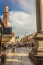 One of the beautiful Verona squares full of tourists.