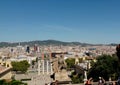 Barcelona skyline view.Sculptures