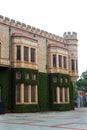 One of the beautiful view with battlement towers of bangalore palace with creeper plant. Royalty Free Stock Photo