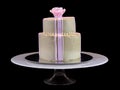 One beige cake with a pink rose Royalty Free Stock Photo