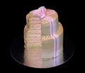 One beige cake with a pink rose Royalty Free Stock Photo