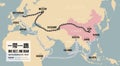 One belt one road. New Chinese trade silk road. Vector map infographics Royalty Free Stock Photo