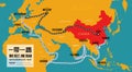 One belt one road. New Chinese trade silk road. Vector map infographics Royalty Free Stock Photo