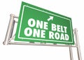 One Belt Road China Silk Trade Route Freeway Sign 3d Illustration