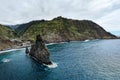 Lonely rocks in Madeira. Praia da Ribeira da Janela. Royalty Free Stock Photo