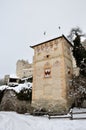 Coira castle tower and snow
