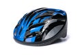 one bicycle helmet in blue-black color on a white isolated background Royalty Free Stock Photo