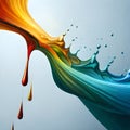 One big wave splash with paint drops on a light background Royalty Free Stock Photo