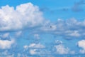 one bird fly on clear blue sky heap white cloud on sea Royalty Free Stock Photo