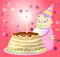 One birthday celebrate cake baby