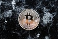 One bitcoin on dark background. E-commerce concept. Cryptocurrency Royalty Free Stock Photo