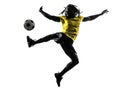 One black brazilian soccer football player man silhouette Royalty Free Stock Photo