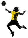 One black brazilian soccer football player man silhouette Royalty Free Stock Photo