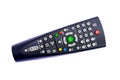 One black, dark gray TV remote control channel switch, green OK button