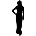 One black silhouette of female flamenco dancer