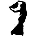 One black silhouette of female flamenco dancer