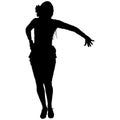 One black silhouette of female flamenco dancer