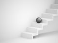 One black spheres on stairs business Royalty Free Stock Photo