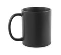 One blank black ceramic mug isolated on white. Mockup for design Royalty Free Stock Photo