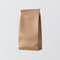 One Blank Painted Brown Paper Package Bulks Products Coffee Tea Isolated Empty Background.Clean Containers Mockup Ready Royalty Free Stock Photo