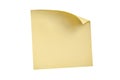 One blank square yellow sticker with curved corner isolated on white background Royalty Free Stock Photo