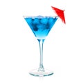 One blue cocktail martini