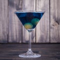 One blue cocktail martini, close up Royalty Free Stock Photo