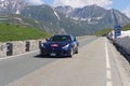 One blue Ferrari take part in the CAVALCADE 2018 event along the roads of Italy, France and Switzerland around MONTE BIANCO