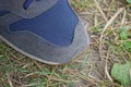 One blue gray sneaker made of fabric and suede Royalty Free Stock Photo